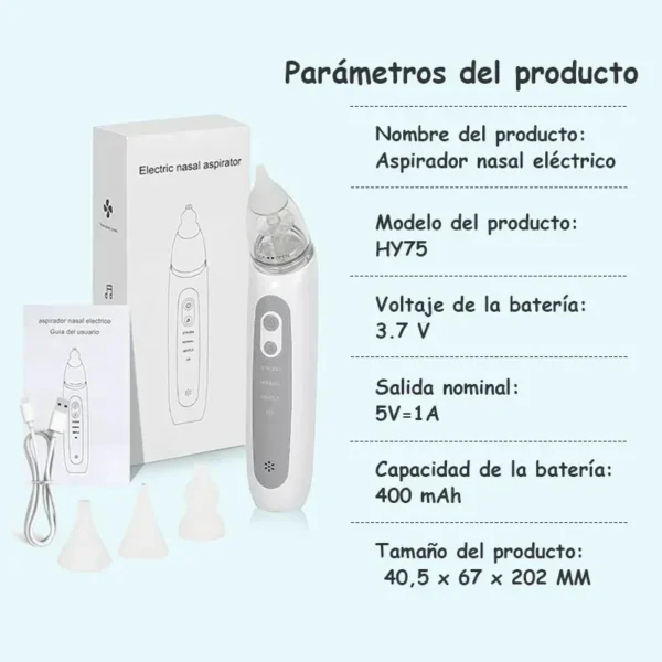 Aspirador Nasal Electrico Para Bebés - Imagen 3