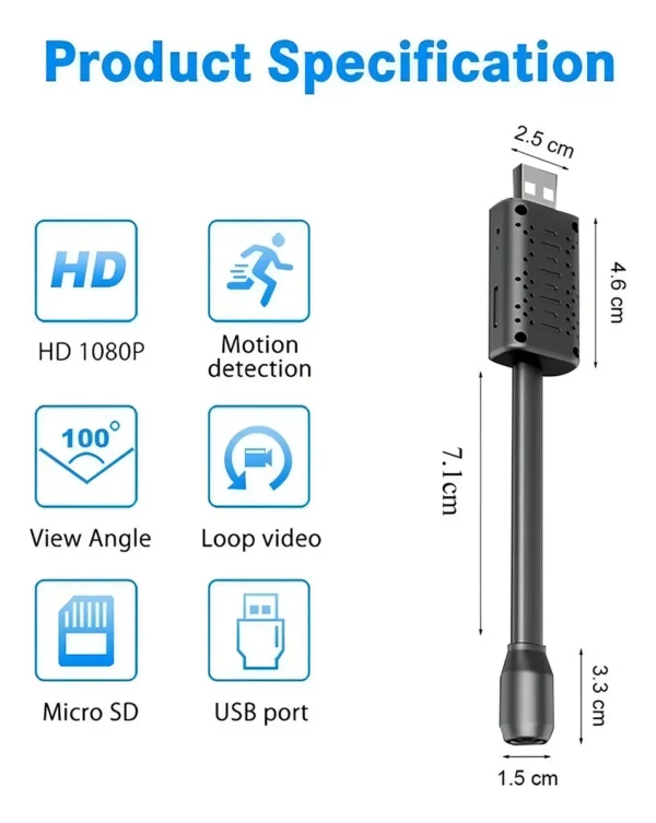 Mini Cámara Usb Hd 1080 Espía - Imagen 7