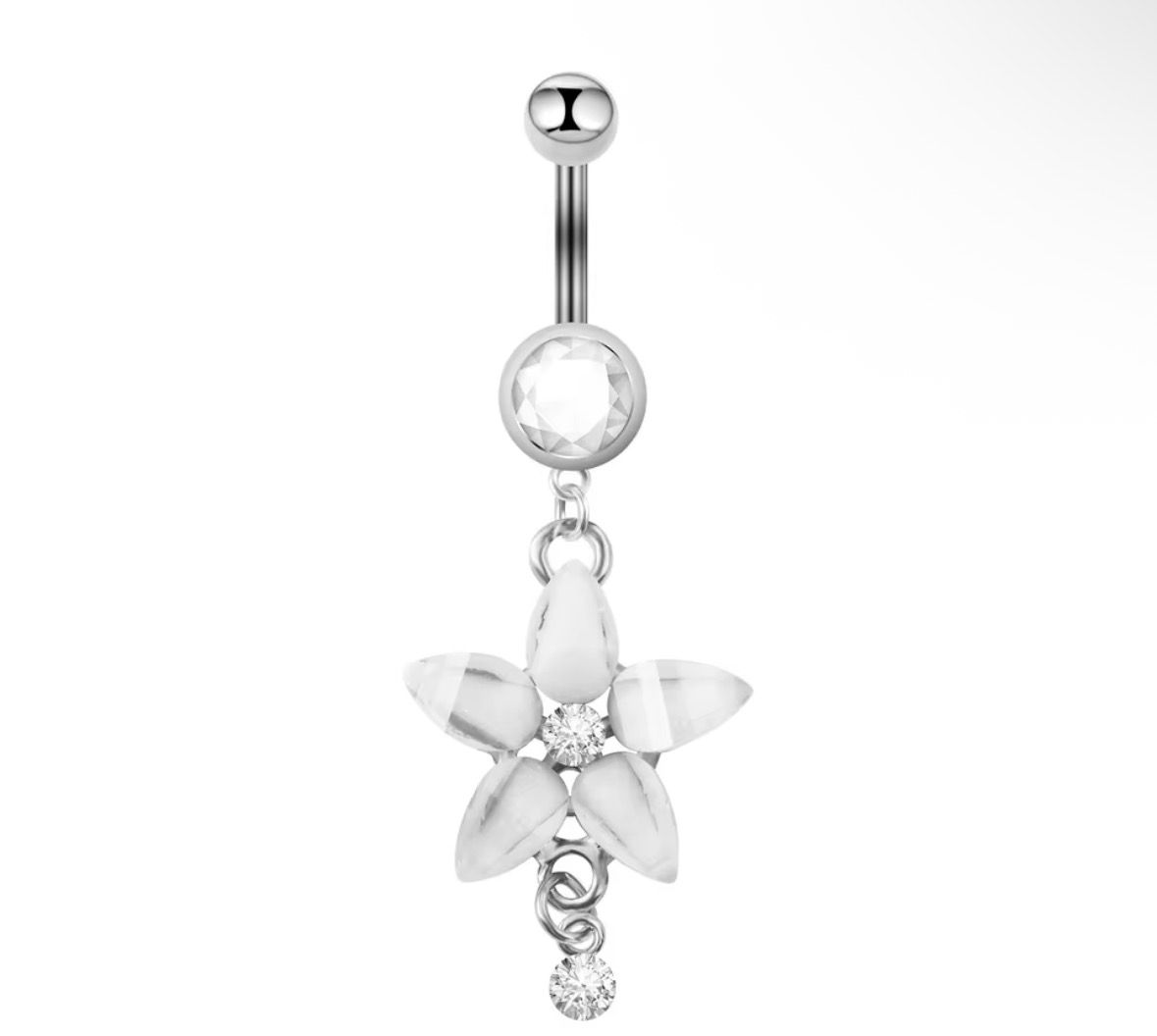 Piercing Ombligo Flor Blanca