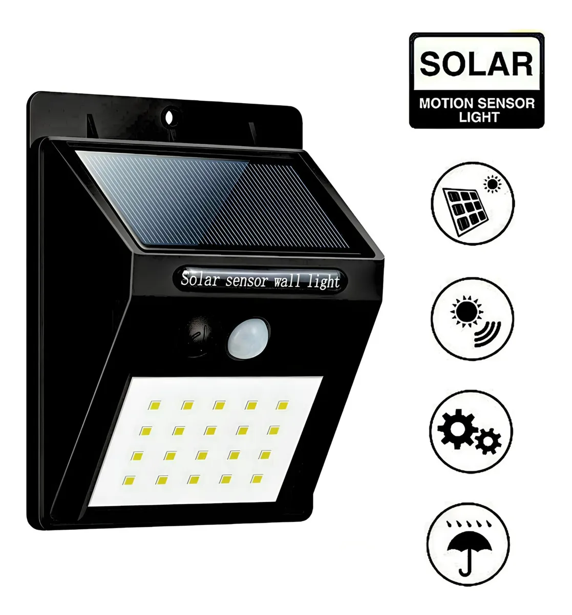 Foco Led Solar Con Sensor Movimiento Exterior x2 - Imagen 5