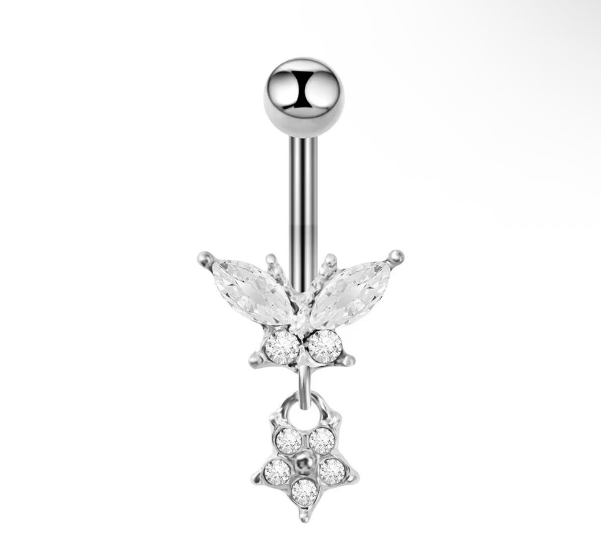 Piercing Ombligo Mariposa y Flor