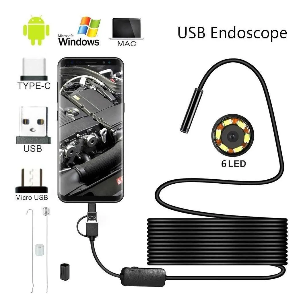 Cámara Endoscópica USB Flexible 2 m (no uso médico) - Imagen 3