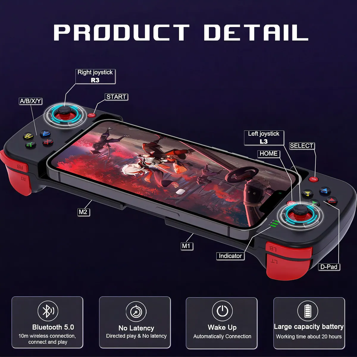 Kkluv Gamepad Mobile Inalámbrica Bluetooth para Android y iOS - Imagen 5