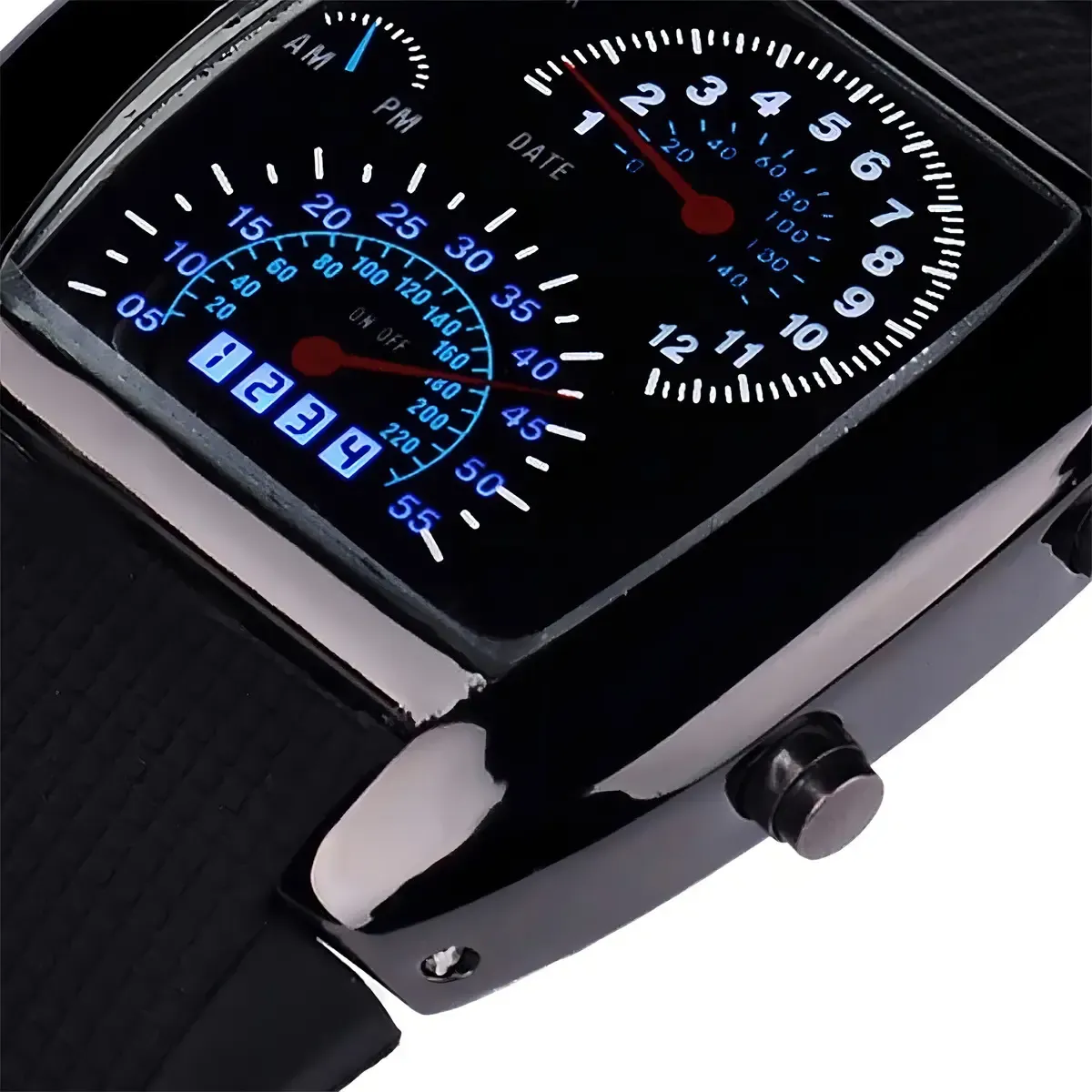 Reloj Digital LED Aviador Tipo Velocímetro - Imagen 3