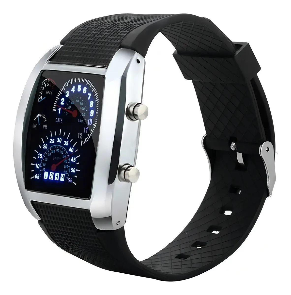 Reloj Digital LED Aviador Tipo Velocímetro