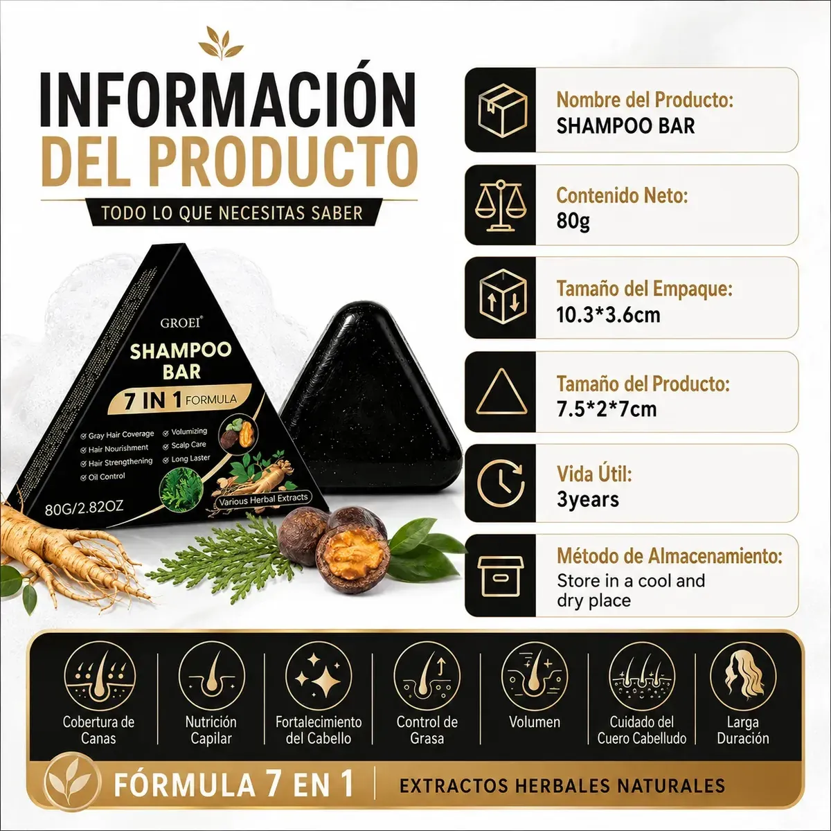 Shampoo en Barra Groei 7 en 1 - Imagen 3