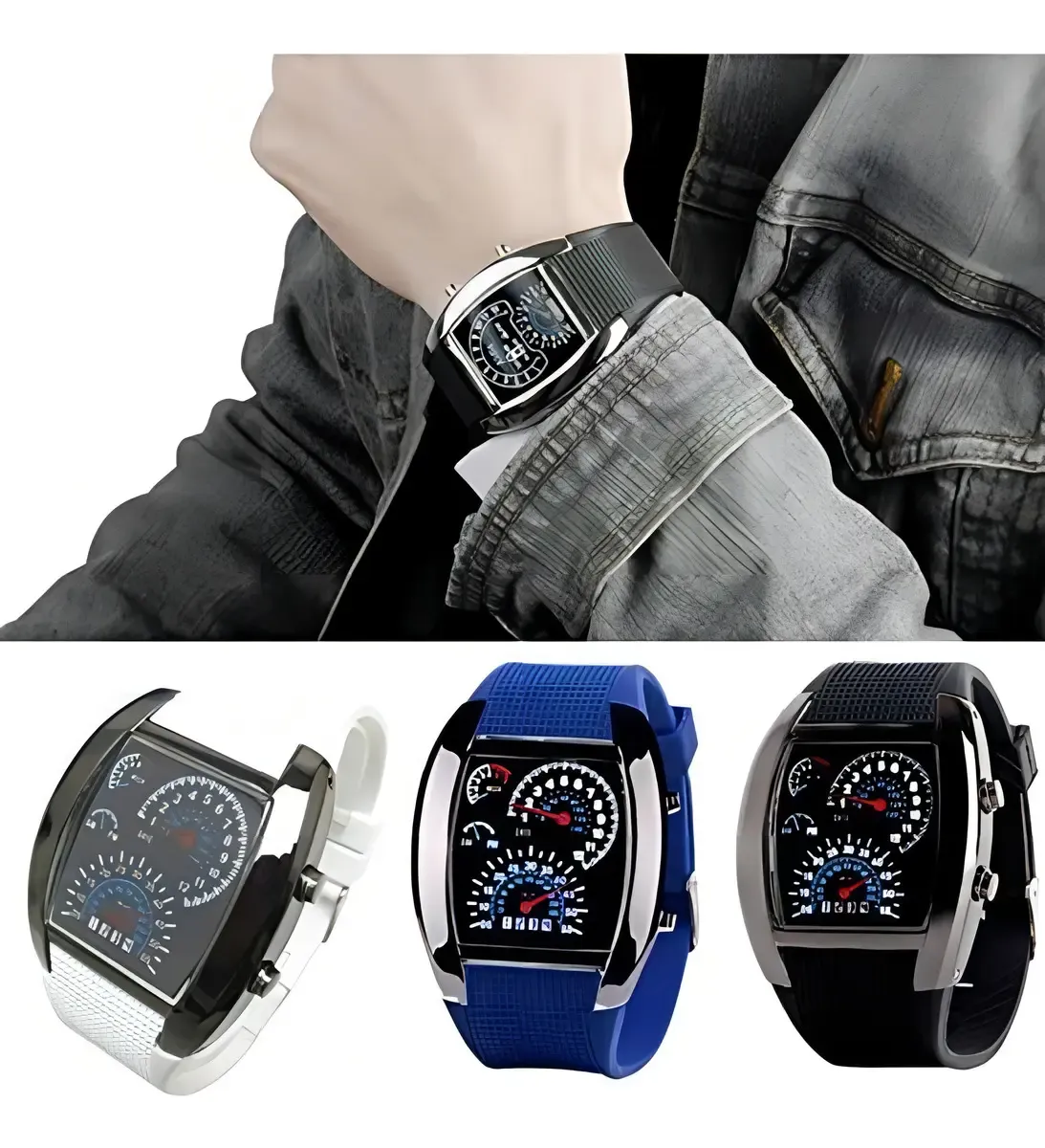 Reloj Digital LED Aviador Tipo Velocímetro - Imagen 4