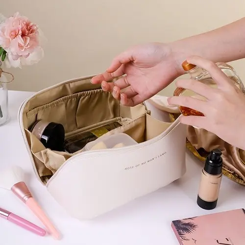 Neceser Organizador de Maquillaje Portátil (Beige) - Imagen 2
