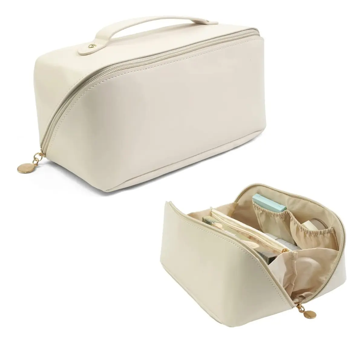 Neceser Organizador de Maquillaje Portátil (Beige)
