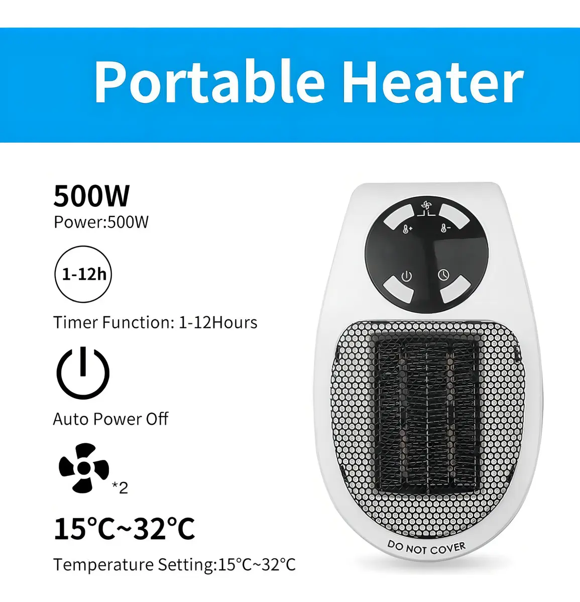 Mini Calentador Portátil Eléctrico de Pared - Imagen 7