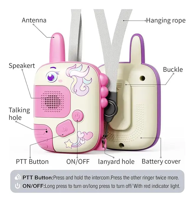 Set de Walkie-Talkies Infantiles Interactivos (Dinosaurio / Unicornio) - Imagen 5