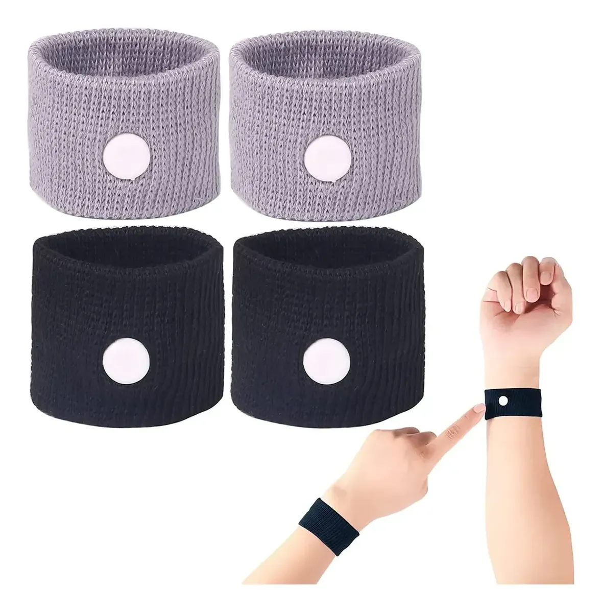 Par de Pulseras de Acupresión Anti-Náuseas y Mareos