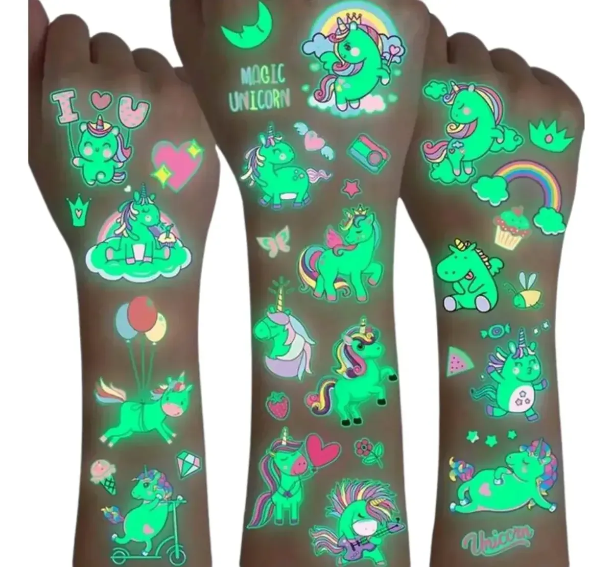 Tatuajes Temporales Brillan En La Oscuridad