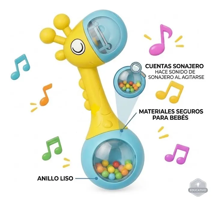 Sonajero Sensorial Para Bebe Jirafa - Imagen 3
