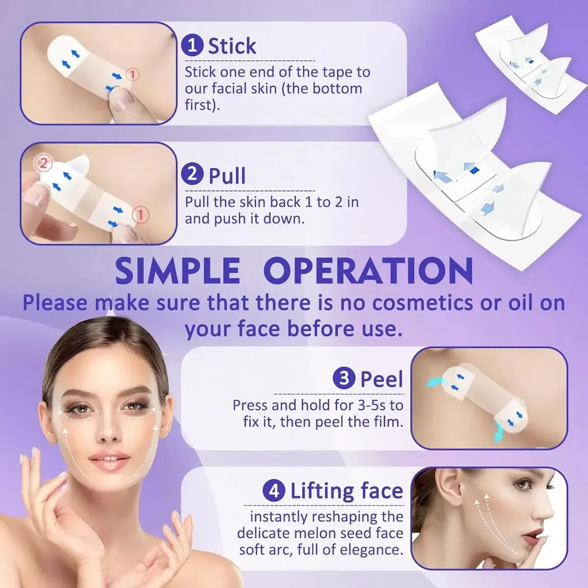 Parches Invisibles Para Lifting Facial x200 - Imagen 3
