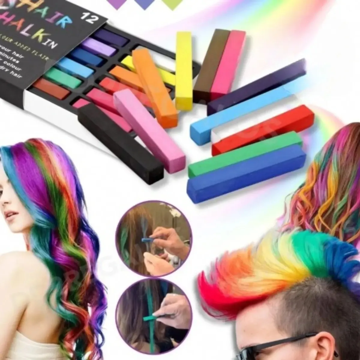 Set de Tizas Temporales para Cabello x12
