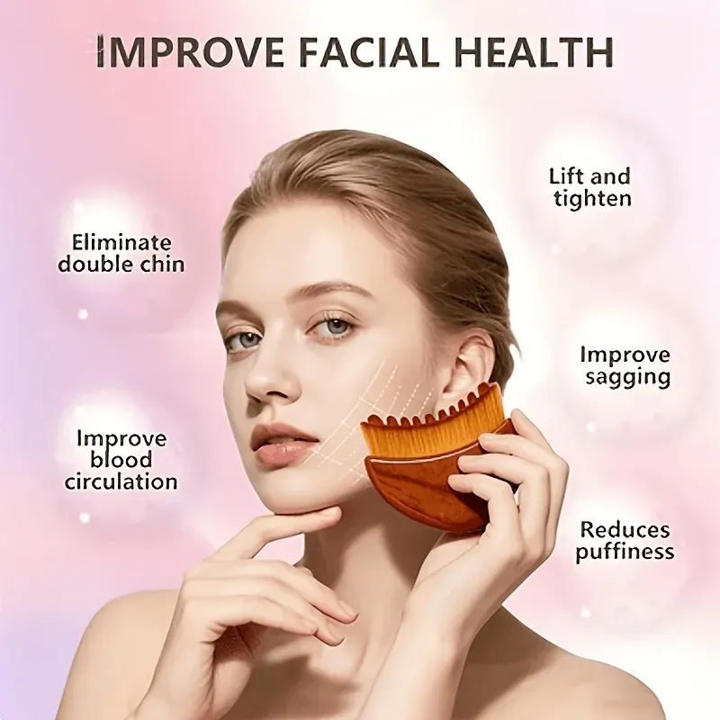 Cepillo Facial Masajeador Gua Sha de Madera - Imagen 5